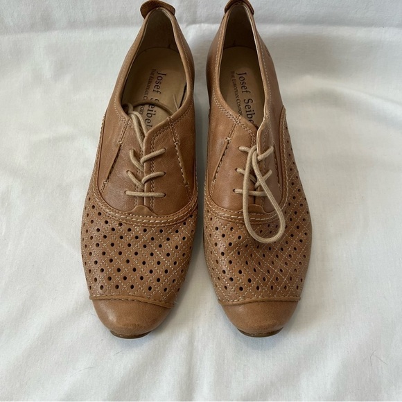 Josef Seibel Tan Leather Lace Up Loafers - Picture 1 of 7